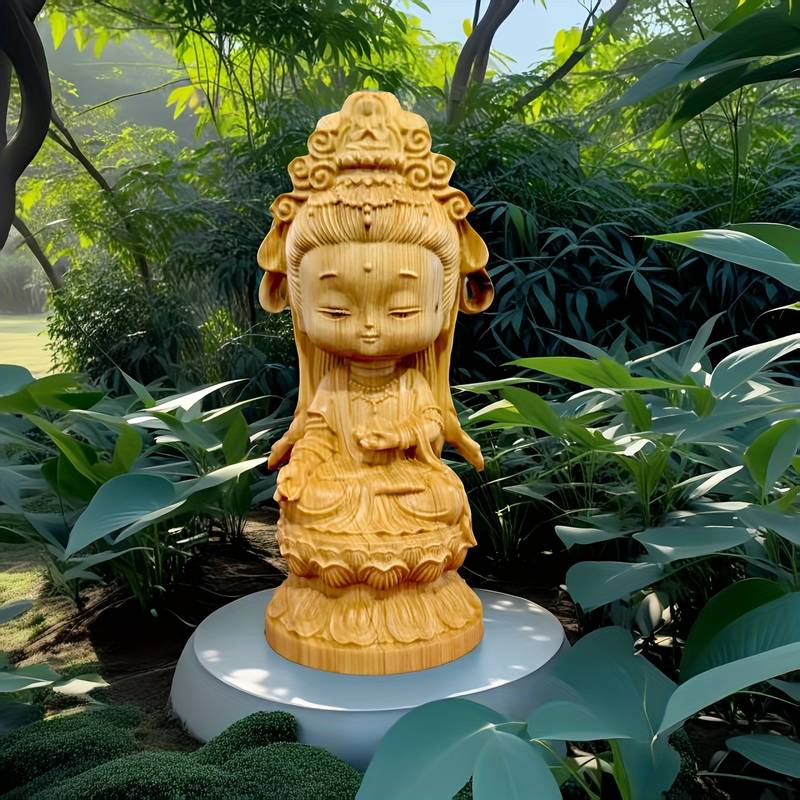 Estatua de Buda de Madera Tallada a Mano