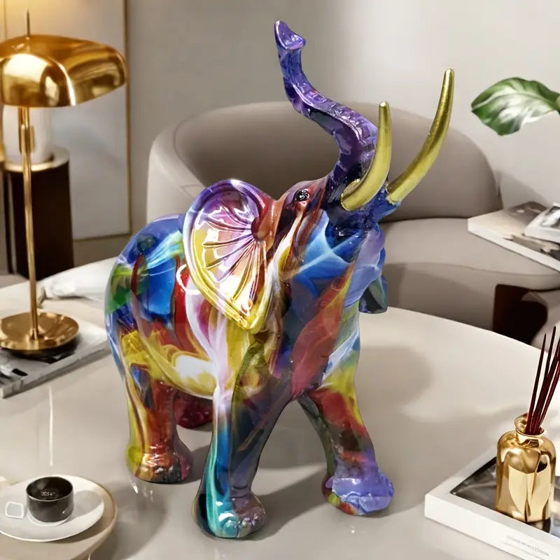 Estatua de Elefante de Resina Colorida