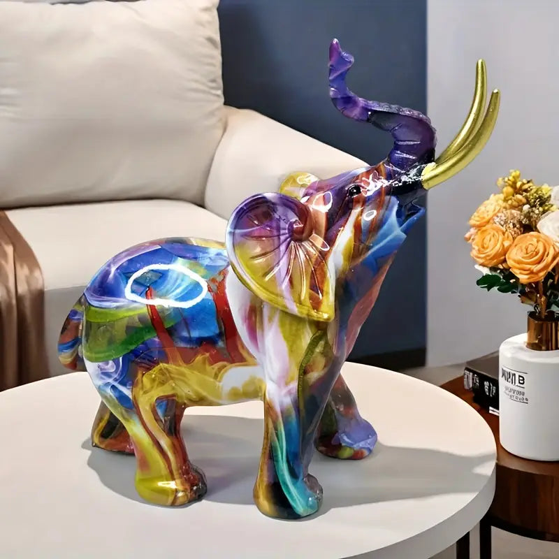 Estatua de Elefante de Resina Colorida