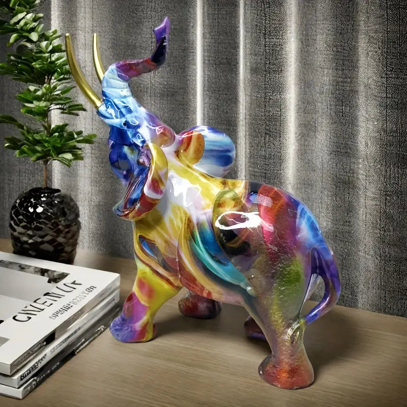 Estatua de Elefante de Resina Colorida