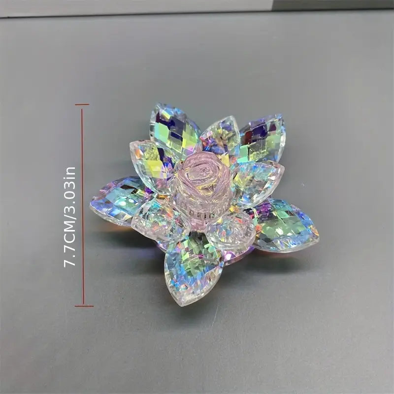 Figurita coleccionable de loto de cristal iridiscente