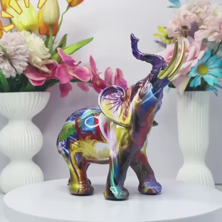 Estatua de Elefante de Resina Colorida